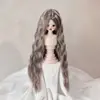 Peluca para Muñeca Seda Suave Figura BJD SD Vestir Estilismo Flequillo Largo de Colores Rizos de Lana Peluca Cubrecabezas