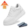 Aumento de Altura Interior Invisible 6cm Moda Masculina Casual Zapatillas Bajas Piel de Vaca Suela Gruesa Aumento de Altura Interior 8cm Punta Redonda Deportivas Blancas para Hombre
