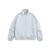 Chaqueta cortavientos ligera de color gris claro Cleanfit con cuello alto, color liso, corte holgado con hombros caídos y dobladillo elástico, prenda de abrigo casual
