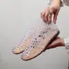Sandalias Planas de Moda Europeas y Americanas de Nicho 2025 Nuevos Zapatos de Malla de Celebridad de Internet Verano Calzado Exterior Baotou Bolso Tacón Zapatos de Nido de Pájaro