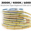 Tira de luz LED COB, autoadhesiva, bajo voltaje 24v12V, sin parpadeo, tira de luz suave lineal flexible empotrada montada al revés para techo de sala de estar
