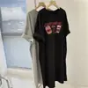 Verão Feminino Garota Cheinha Plus Size Casual Roupa Externa Fina Manga Curta Estampada Vestido Preguiçoso Comprimento Médio Solto Emagrecimento Tendência Quadril