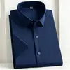 Camisa de Verano para Hombre de Manga Corta, No Planchar, Fibra de Bambú, Transpirable, Profesional, Entrevista, Casual de Negocios, Juvenil, Camisa Elástica
