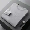 Suéter de Lã com Gola Redonda Masculino Pronto para Vestir Outono e Inverno, Suéter de Tricô Cor Sólida, Pulôver Solto, Adequado para Jovens Homens