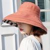 Sombrero de pescador de verano de doble cara a juego de colores de ala ancha primavera y otoño a rayas para mujer Sombrero para el sol sombrero de protección solar coreano plegable
