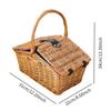 Cesta de Picnic Portátil de Ratan Pastoral Personalizada Transfronteriza Cesta de Comedor Cubierta de Mimbre Cesta Decorativa de Almacenamiento para Recolección al Aire Libre Regalo