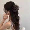 Pinza de Garra Retro de Malla con Estampado de Leopardo Burbuja de Nube para Mujeres Pinza de Moño de Alto Nivel para la Parte Posterior de la Cabeza Muestra Volumen del Cabello Pinza de Tiburón Accesorios para el Cabello