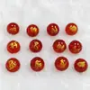 Doce Piedras de Ágata Roja Natural Redondas del Zodiaco, Ágata Roja Grabada con Sello Dorado Cuentas Sueltas del Zodiaco al por Mayor para Manualidades DIY