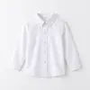 Camisa infantil marrón, camisa de manga larga multicolor para primavera y otoño, top versátil de color liso para niños, uniforme escolar
