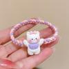 Babero colorido con pequeño anillo para el pelo de animal, adorable y dulce banda de goma para el pelo con forma de corazón para niña, accesorio para el pelo con funda de cuero pequeña para novio.