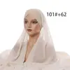 Nuevo Hijab Conveniente de Gasa Universal para las Cuatro Estaciones Bufanda Lisa de Gasa Sombrero con Cinta Cruzada en la Frente para Mujer