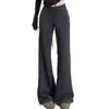 Calça de Moletom Nova Primavera 2025 Micro Flare Feminina Solta com Cordão Esportiva Casual Perna Reta Perna Larga