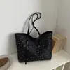 Bolsa de ombro casual grande capacidade, bolsa tote de axila, moda tendência 2026, de alta qualidade, com estampa de estrelas, para mulheres