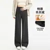 Pantalones anchos suaves de maternidad para primavera, otoño e invierno, pantalones casuales holgados de talla grande, leggings gruesos forrados de vellón, directo del fabricante