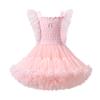 Vestido de Princesa Saia de Menina Verão Nova Saia Tutu Manga Voadora Saia Tutu Convexa Sem Mangas Infantil