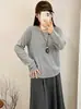 Suéter feminino gola redonda plus size, blusa básica para mulheres, outono e inverno 2026, top de malha de corte solto para mulheres plus size