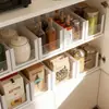 Caja de Almacenamiento para Gabinete con Cajón retráctil de ángulo recto, Organizador de Bocadillos de Escritorio Integrado, Canasta de Almacenamiento Rectangular Apilable Visible para Cocina