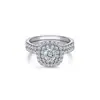 Anillo de plata esterlina s925 Tong Lin anillo de boda anillo de compromiso fila de taladros dos en uno anillo europeo y americano anillo de plata anillo al por mayor
