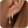 Nuevo conjunto de pendientes con colgante de circonita chapada en oro de lujo ligero transfronterizo, pendientes para mujer de moda y versátiles al por mayor