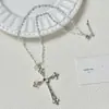 Colar com Pingente de Diamante e Contas Pretas Estilo Garota Sexy Doce e Descolada, Corrente de Pescoço Fashion e Única, Corrente Longa de Clavícula de Alta Qualidade