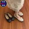 Sapatos Mary Jane retrô de bolinhas estilo francês para mulheres, sapatilhas com bico quadrado e laço, versáteis para o trabalho, sapatos de sola macia