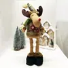Boneca Telescópica de Natal com Tecido Xadrez Floco de Neve Vintage, Decoração de Feriado