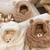 Gorro y Bufanda de Peluche de Oso para Otoño e Invierno Todo en Uno para Mujer Ciclismo Protección Cálida para Orejas Gorro Lei Feng con Máscara Capucha a Prueba de Viento