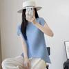 Top Plisado Estilo Miyake para Mujer 2024 Ropa Irregular en Capas Camiseta de Cuello Redondo Ajustada Jersey de Manga Corta