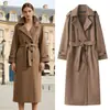 Comercio Exterior Transfronterizo En Stock Estilo Europeo y Americano Abrigo Largo de Lana Doble Botonadura Clásico de Invierno para Mujer Estilo Británico
