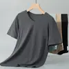 Camiseta de Manga Corta de Modal para Hombre 2026 Nuevo Verano Antibacteriana y Antiácaros Seda de Hielo Cuello en V Parte Superior con Sensación de Hielo Secado Rápido Mangas Medias