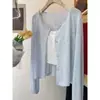 Cardigan de Tricô Redondo com Nó de Bambu e Linho, Manga Longa Feminino, Patchwork de Renda Crochê, Cor, Cardigan Solto - Coleção Primavera/Verão 2026
