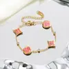 Nuevo Estilo Aceite Goteando Trébol de Cuatro Hojas Jiamai Versión Alta Pulsera de Acero de Titanio con Trébol de Cuatro Hojas Pulsera Cuadrada Redonda Fresca de Lujo Ligero para Mujer