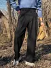 Pantalones de traje anchos para hombre Dongdaemun con botones ocultos, Pantalones rectos hasta el suelo con efecto de caída, Venta al por mayor desde fábrica transfronteriza, Tecnología sin planchado