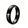 Joyería Europea y Americana Anillo Simple de Acero Inoxidable con Cruz Banda Lisa Curva Versátil Popular Anillo de Pareja Venta al por Mayor