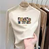 Camiseta linda y casual de manga larga para niñas, nueva colección otoño/invierno 2026, hecha de tela polar suave, estilo pullover con cuello semialto
