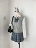 Chaleco Jersey de Punto de Color Sólido Original para Uniforme JK con Cuello en V para Estudiantes en Otoño, Invierno y Primavera