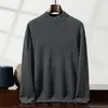 Suéter de Cachemira para Hombre Otoño e Invierno Cuello Medio Alto Manga Larga Jersey Capa Interior Tejido Capa Base Lujo Ligero Casual de Negocios