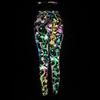 Europa y Estados Unidos transfronterizos nuevos mallas reflectantes coloridas de piel de serpiente para mujer fitness deportes cadera elástica pantalones casuales leggings