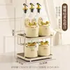 Juego de Frascos para Condimentos de Lujo Ligero, Caja de Almacenamiento de Botellas de Condimentos para el Hogar, Frasco de Cerámica para Aceite de Cocina, Frasco para Sal, Frasco para Chile