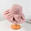 Sombrero Cubo de Lentejuelas con Lazo Estilo Coreano para Viajes y Vacaciones, Sombrero de Sol de Ala Ancha que Hace que la Cara Parezca Más Pequeña, Sombrero Cubo de Protección Solar de Verano