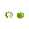 Manzana Verde de Halloween ~ Pendientes de Zirconia Estrella Mango Manzana Esmalte Gota Glaseado Estilo Ab Frescos y Divertidos Pendientes de Moda Nicho