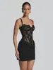 Ins Amazon vestido bandeau de alça fina cor sólida plissado estilo europeu primavera e verão novo