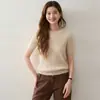 Suéter de punto de cable de cachemira de cuello redondo de moda para otoño e invierno, suelto, de manga corta para mujer, simple y casual, versátil