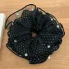Goma de Pelo de Malla con Lunares Estilo Coreano para Mujer Cola de Caballo Baja Borde Fruncido Gama Alta Súper Grande Diadema Accesorios para el Cabello Nuevo