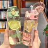 Taza de pajita rebotante de celebridad de internet, simple, gran capacidad, para estudiantes hombres y mujeres, taza de agua portátil, para estudiantes, deportes al aire libre, anticaída