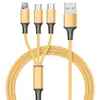 Cable de datos tipo C para teléfono móvil Android de tres en uno a tres, carga rápida, línea de fuente de fábrica, impresión de regalo