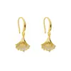 Collar y Anillo de Hoja de Ginkgo Chapados en Oro de 18 Quilates Transfronterizos Japoneses, Coreanos, Europeos y Americanos, Elegante y Sencillo, Joyería de Lujo Ligero de Gama Alta