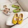Sapatos de Couro para Meninas para Uso Externo Primavera e Outono Novos Sapatilhas Redondas Pequenas Sapatilhas de Menina Princesa Bebê Menina Bolinhas Dopamina