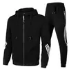Nuevo Conjunto Deportivo Casual para Hombre de Primavera y Otoño con Sudadera con Capucha y Cremallera y Pantalones Largos, Conjunto Deportivo de Dos Piezas de Moda