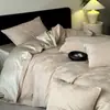 Juego de ropa de cama de cuatro piezas estilo lujo ligero de algodón de fibra larga de 60 hilos, funda de edredón de algodón puro, grado A para maternidad e infantil, funda de edredón de algodón, sábana bajera y sábana de cama